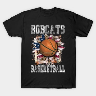 American Flag Personalized Bobcats Proud Name Basketball T-Shirt